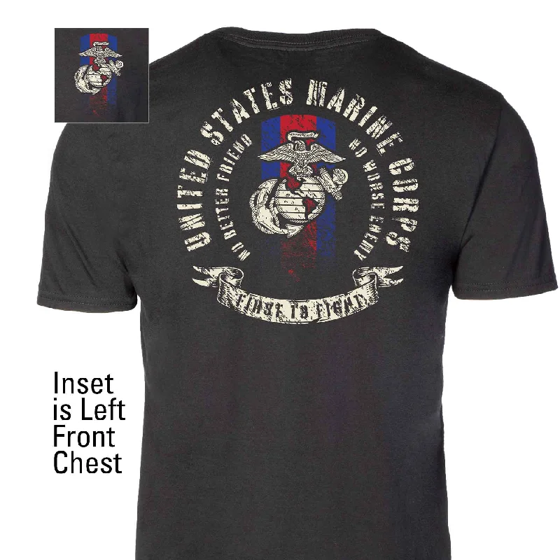 Casual Ease USMC Blood Stripe EGA T-shirt, Black