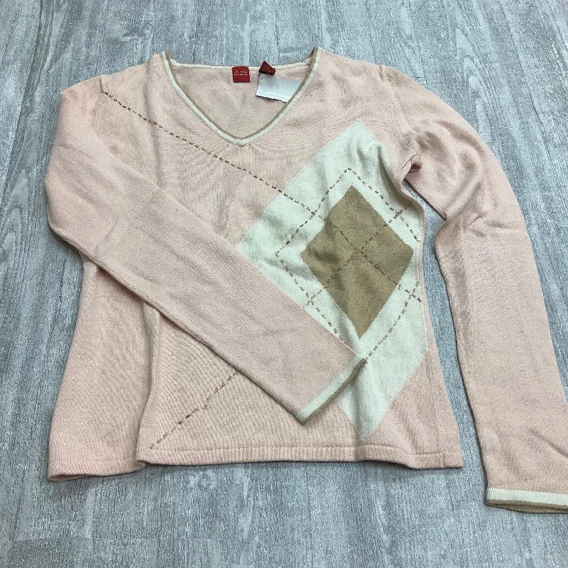British Style Top Long Sleeve By Valerie Stevens In Pink & Tan, Size: S
