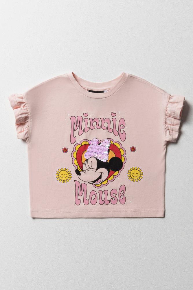 Chic Comfort Minnie Mouse Frill Sleeve T-Shirt Pink