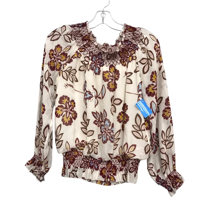 Casual Ease Top Ls Designer By Tory Burch In Floral Print, Size:Xs