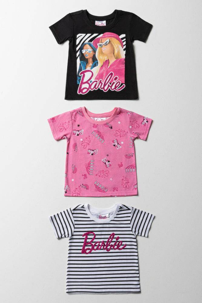 Cozy Pants Barbie 3 Pack Short Sleeve T-Shirts Black & Pink