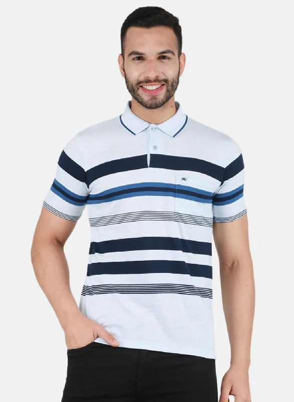 Playful Style Men Sky Blue Printed T-Shirt