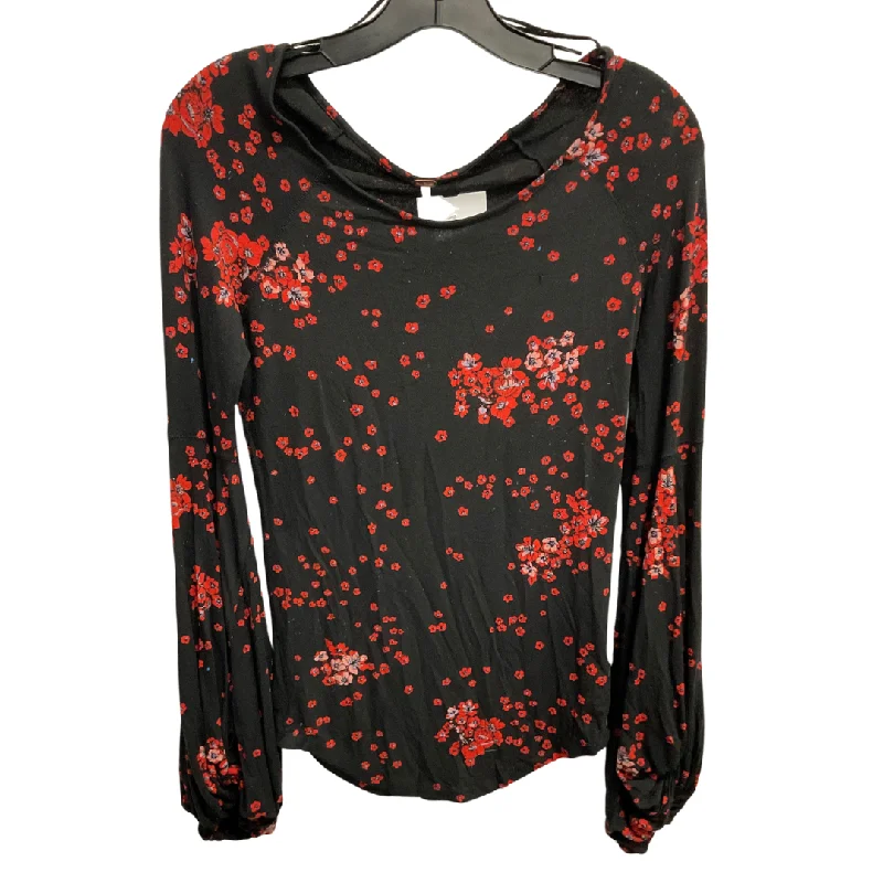 Trends Top Long Sleeve By Free People In Black & Red, Size: L