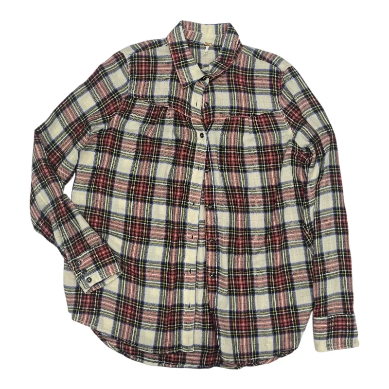 High-end Sense Top Ls By Free People In Plaid Pattern, Size:M