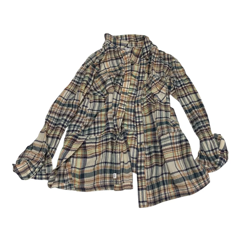 Celebrity Style Top Long Sleeve By Melrose And Market In Plaid Pattern, Size: S