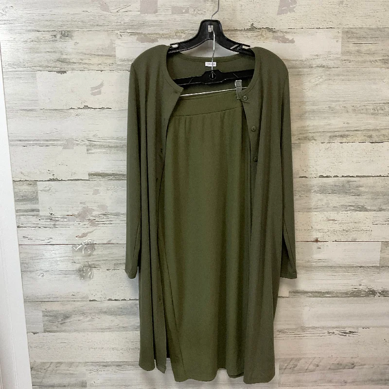 Elegant Tailoring Top 2pc Long Sleeve By Lascana In Green, Size: Xs