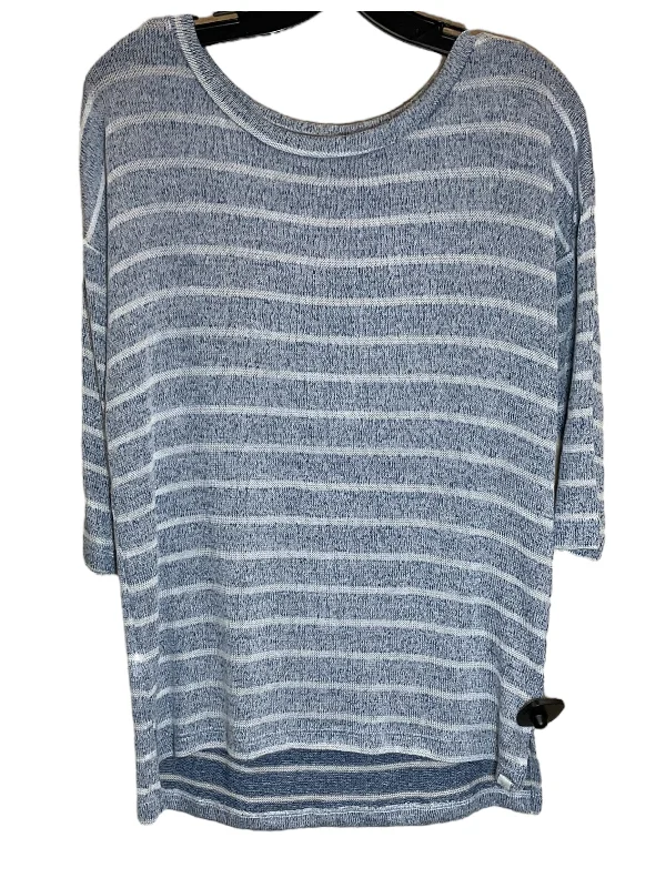 Versatile Casuals Top 3/4 Sleeve By Eddie Bauer In Blue & White, Size: S