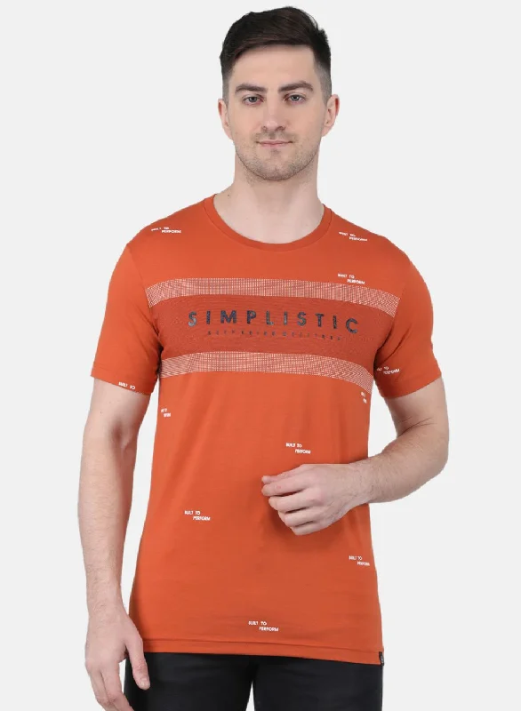 Fashion Wear Men Orange Printed T-Shirt