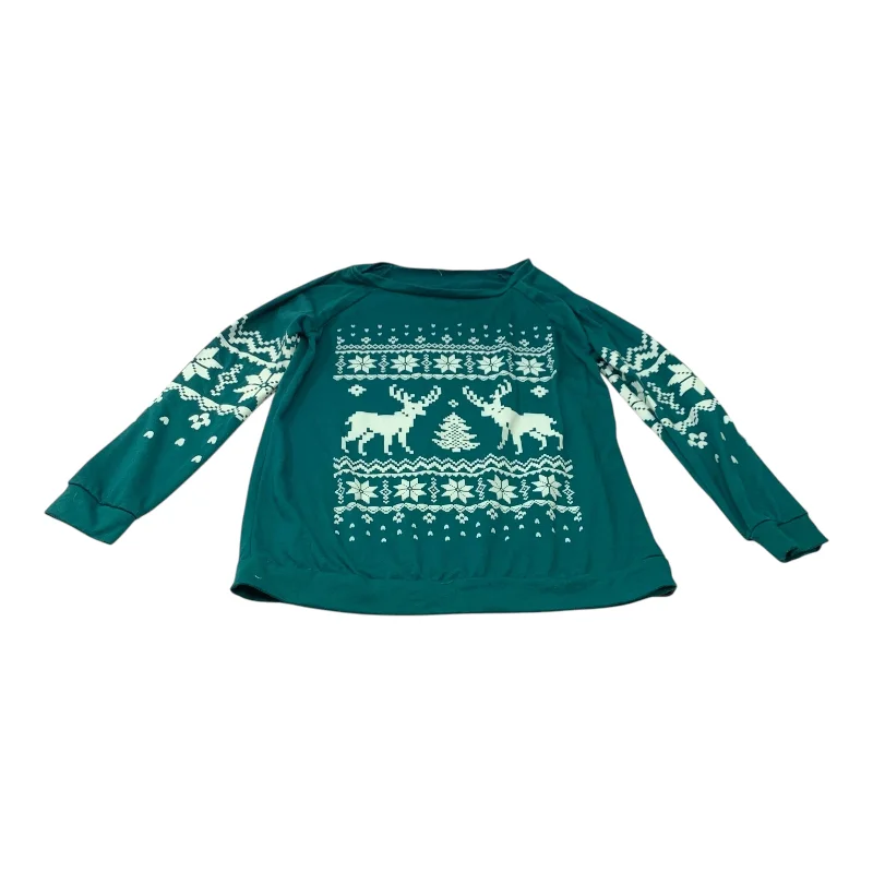 Urban Sense Top Long Sleeve By Bibi In Green & White, Size: S