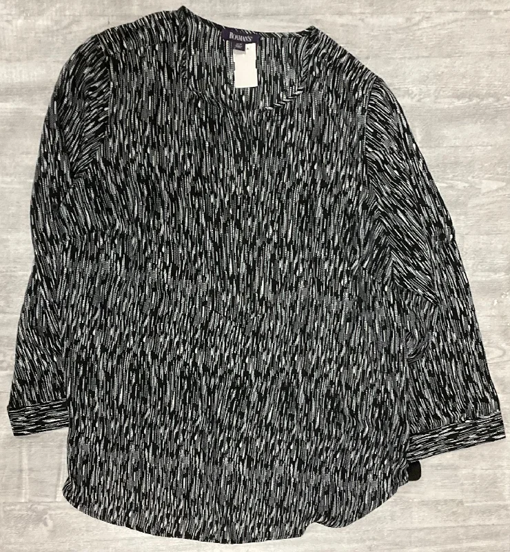 Artistic Temperament Top Long Sleeve By Roamans In Black & White, Size: 24
