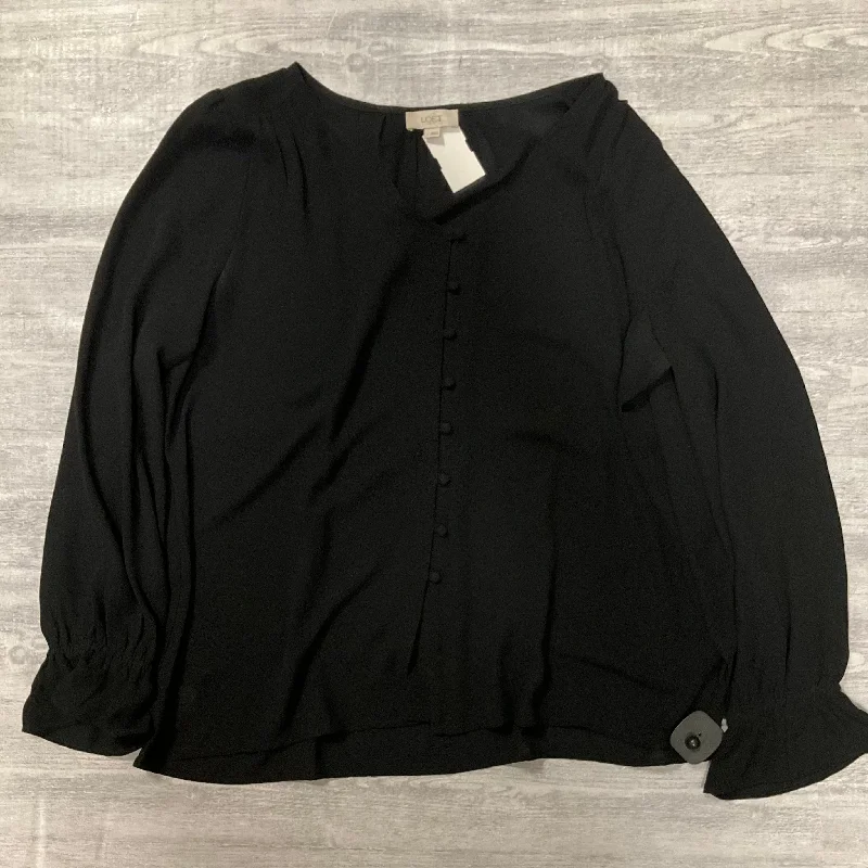 Must-have For Fashion Top Long Sleeve By Loft In Black, Size: L