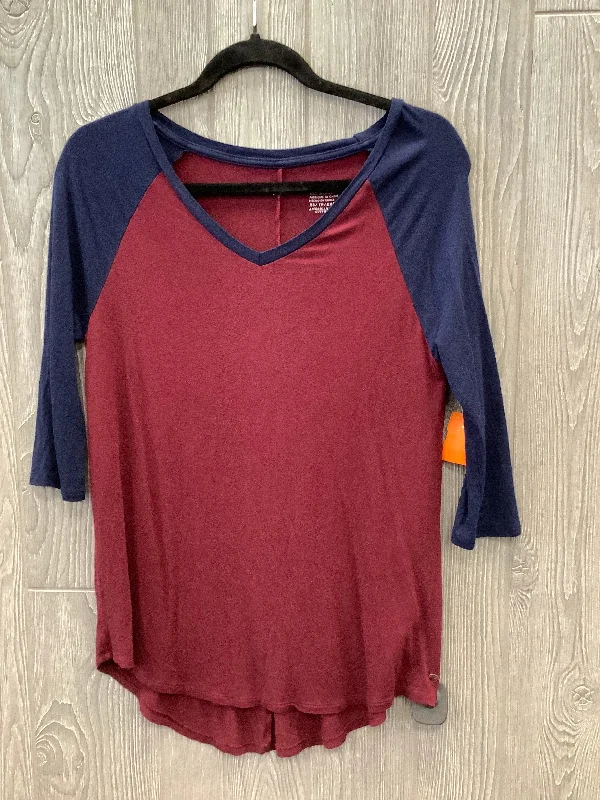 Layered Style Top 3/4 Sleeve By American Eagle In Navy, Size: Xs