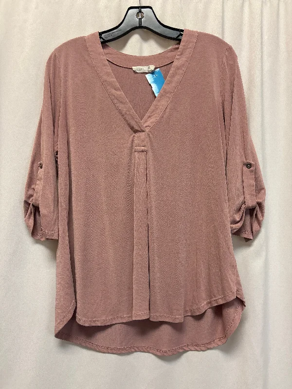 Easy Wear Chic Top Long Sleeve By Lush In Pink, Size: Xs