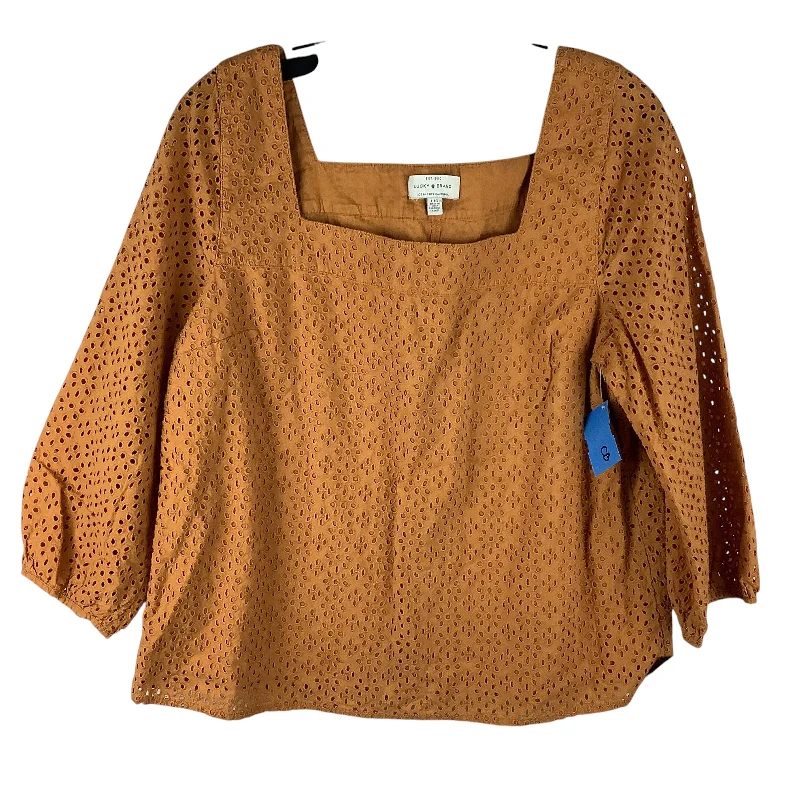 Simple Style Top Long Sleeve By Lucky Brand In Orange, Size: L