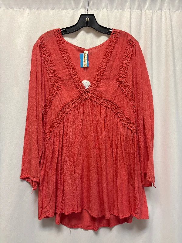 Soft Wearables Top Long Sleeve By Clothes Mentor In Peach, Size: L
