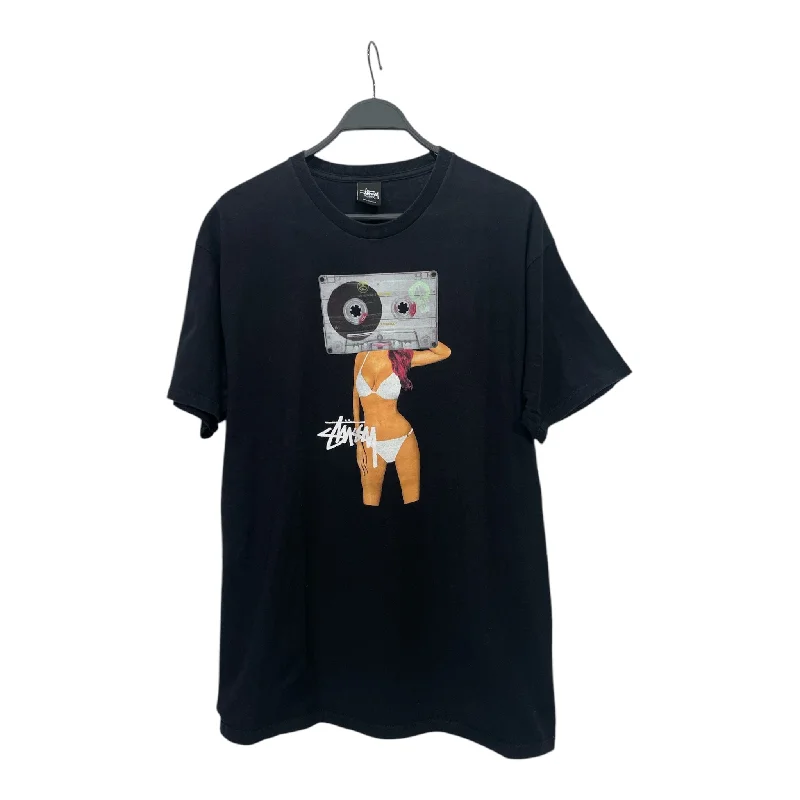 Fashionable Prints STUSSY/T-Shirt/XL/Black/Cotton/