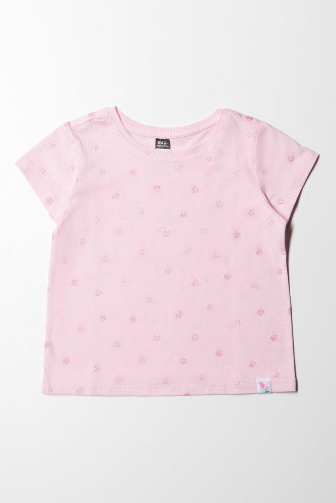 Elegant Wear Glitter Spot T-Shirt Light Pink