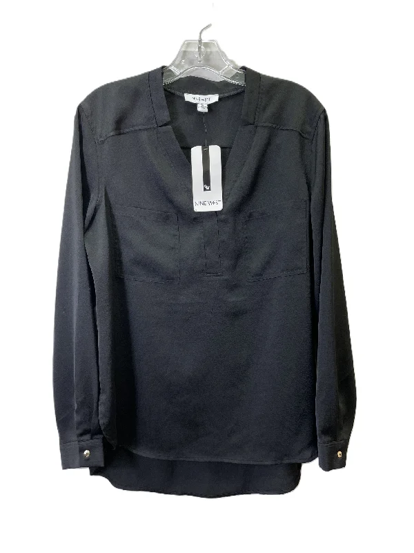 Unique Design Top Long Sleeve By Nine West In Black, Size: M