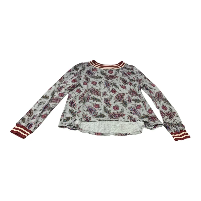 Celebrity Style Top Long Sleeve By T.la In Grey & Red, Size: S
