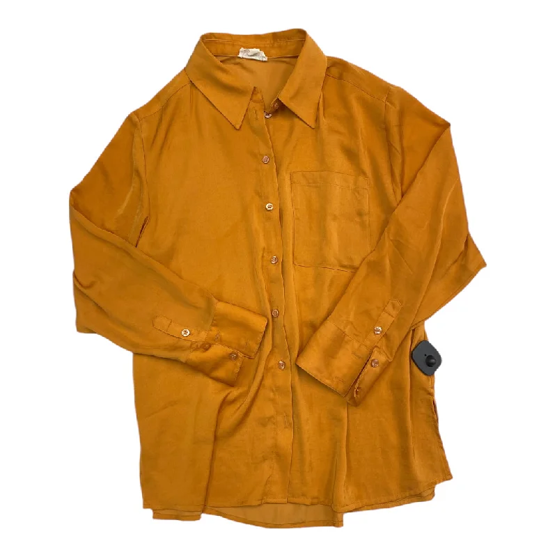 Noble And Elegant Top Long Sleeve By Open Edit In Orange, Size: S