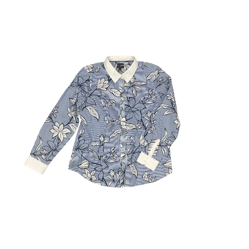 All-Day Outfits Top Ls By Talbots In Blue & White, Size:12P