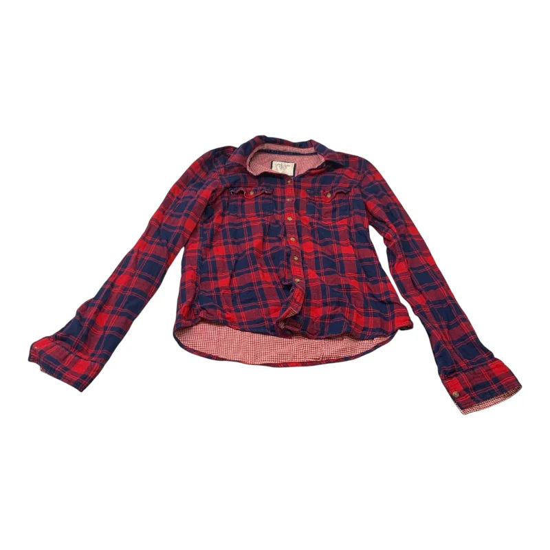 Sports And Leisure Top Long Sleeve By Abercrombie And Fitch In Plaid Pattern, Size: M