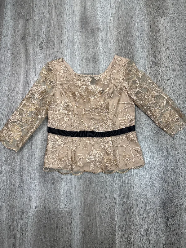 Comfortable And Simple Top 3/4 Sleeve By Alex Evenings In Gold, Size: Mp