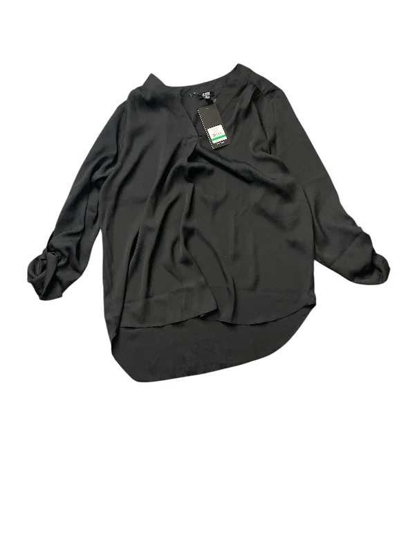 Easy Style Top Long Sleeve Basic By Jones New York In Black, Size: L
