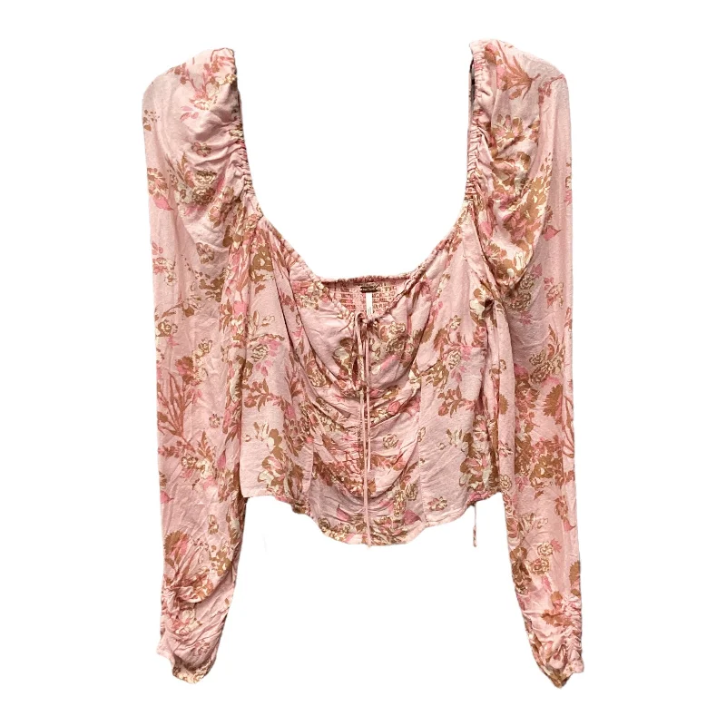 Comfortable Tops Top Long Sleeve By Free People In Pink, Size: S