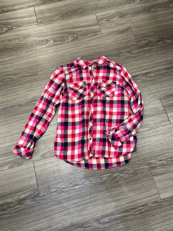 Slim Fit Top Long Sleeve By Croft And Barrow In Pink, Size: M