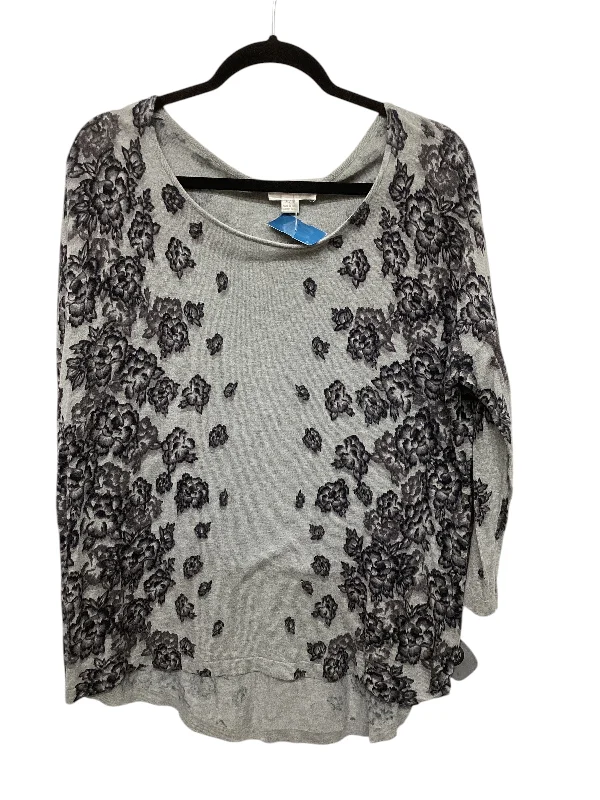 Casual Fit Top Long Sleeve By Kenar In Grey, Size: Xl