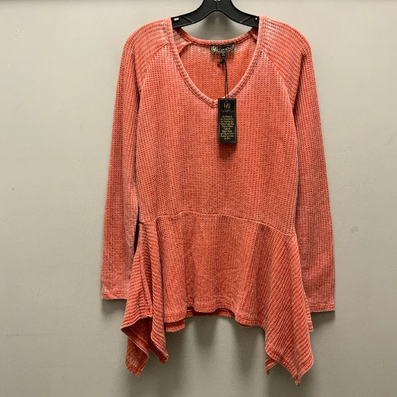 Casual Style Top Long Sleeve By Diane Gilman In Orange, Size: M