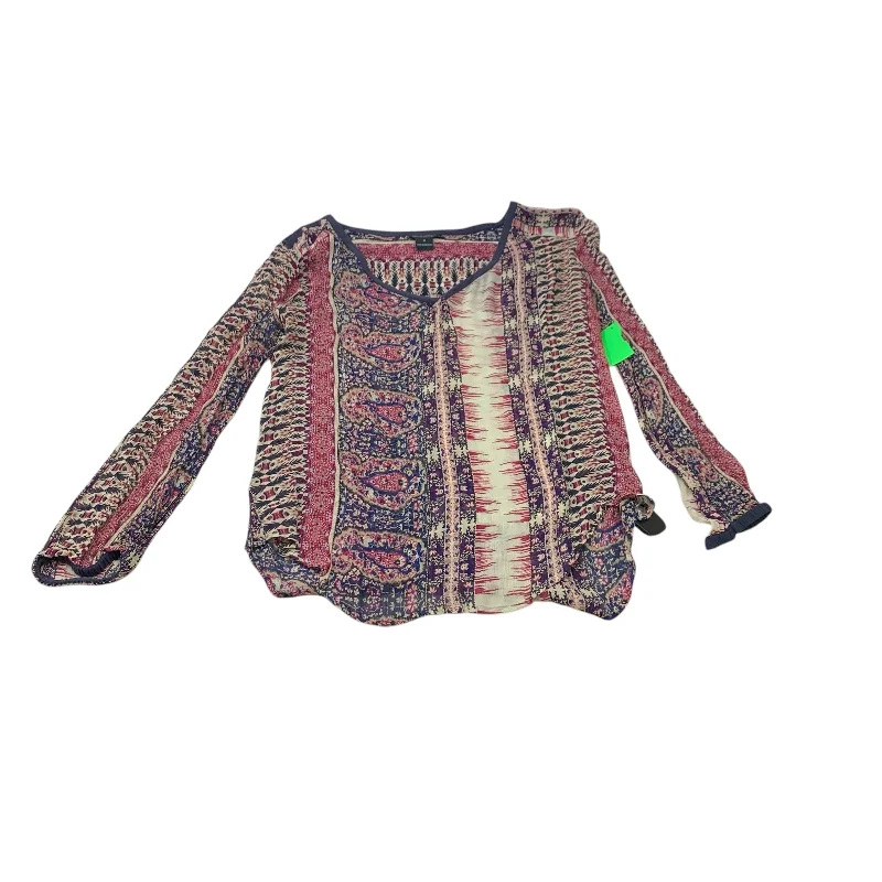 Minimal Style Top Long Sleeve By Lucky Brand In Blue & Purple, Size: M