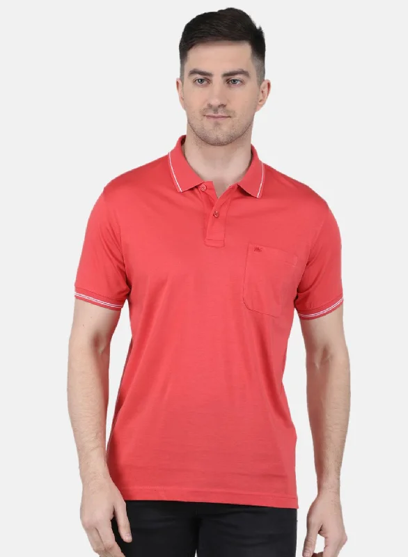 Elegant Temperament Men Red Solid T-Shirt