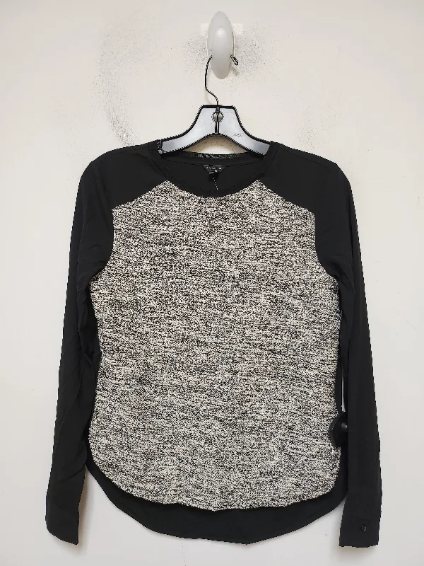Versatile Comfort Top Long Sleeve By Ann Taylor In Black & Cream, Size: Xsp