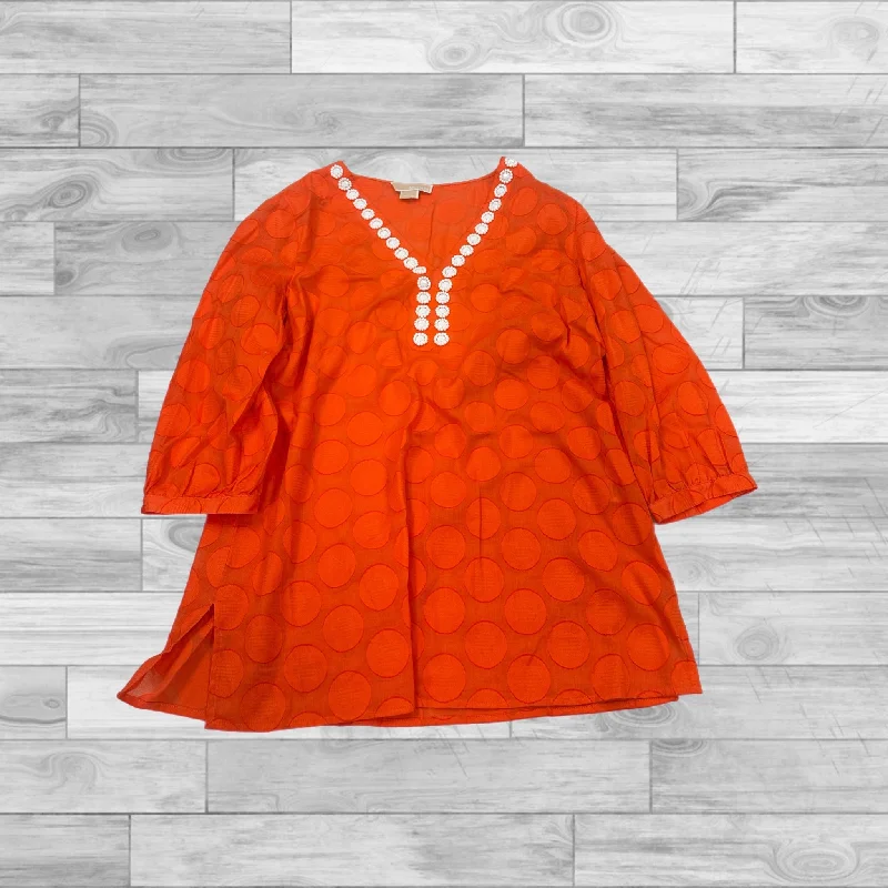 Personalized Clothing Top 3/4 Sleeve By Michael By Michael Kors In Orange, Size: L