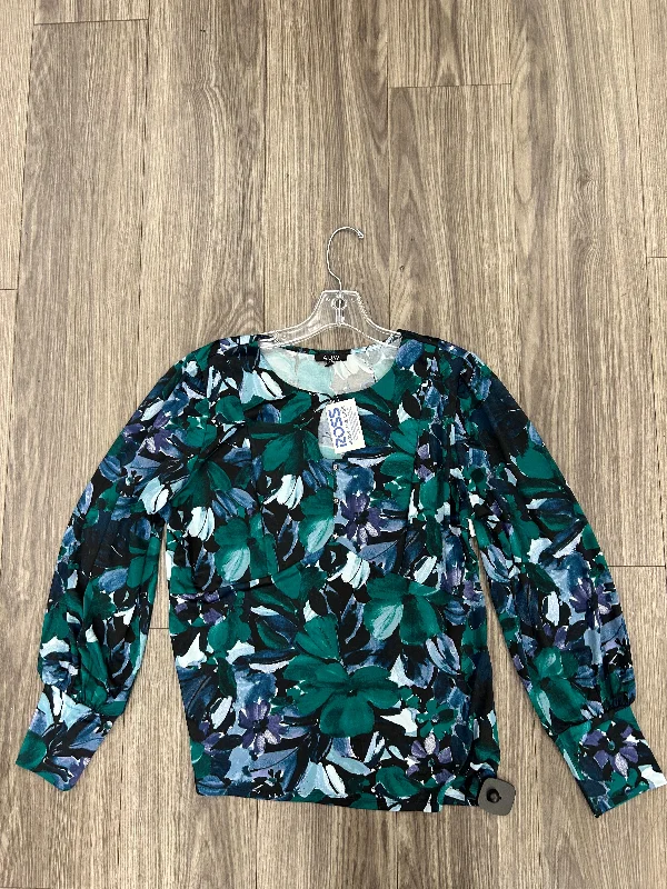 Street Charm Top Long Sleeve By Auw In Blue Green, Size: L