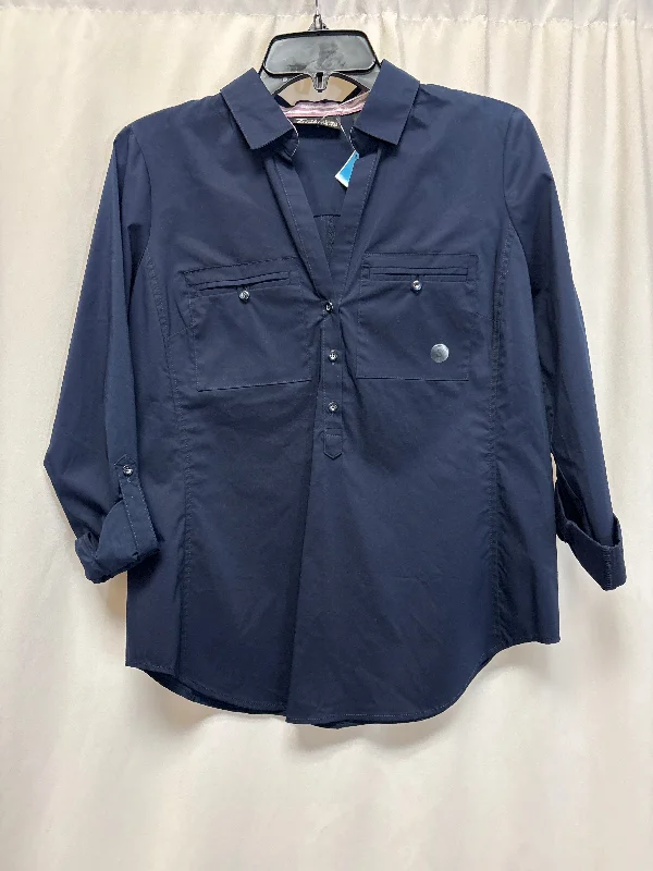 Unique Fashion Top Long Sleeve By New York And Co In Blue, Size: S