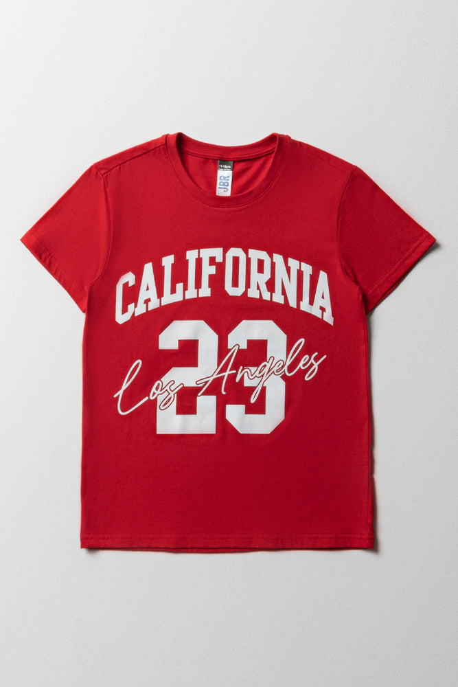 Eye-catching Personality California Short Sleeve T-Shirt Red