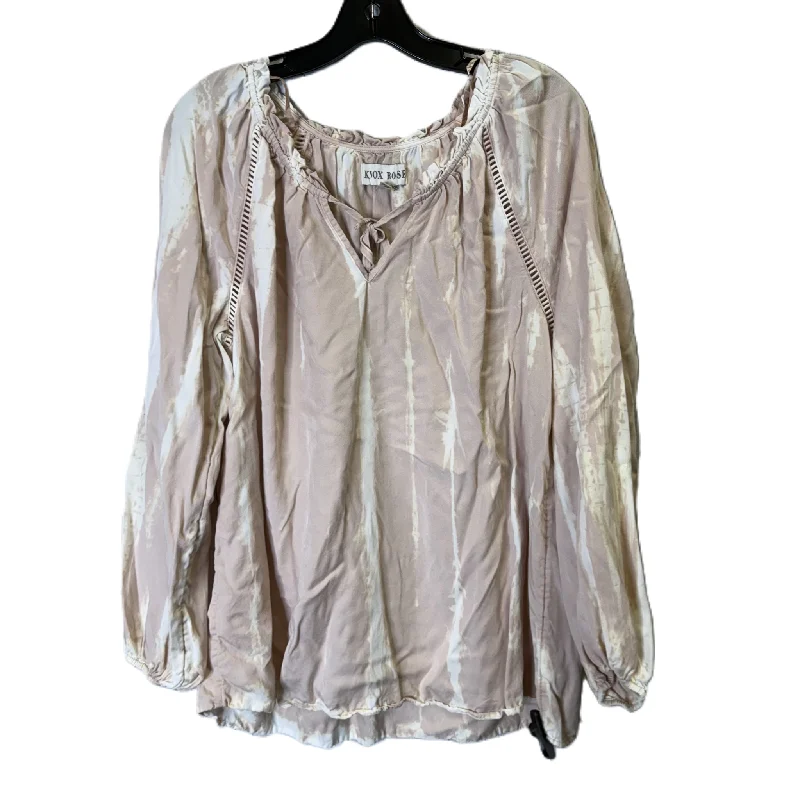 Multifunctional Style Top Long Sleeve By Knox Rose In Pink, Size: L