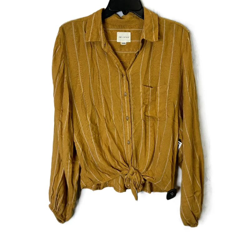 Editorial Design Top Long Sleeve By American Eagle In Yellow, Size: Xs
