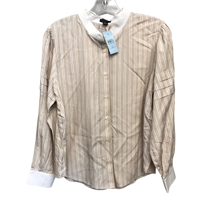 Easy Chic Wear Top Ls By Ann Taylor In Striped Pattern, Size:Mp