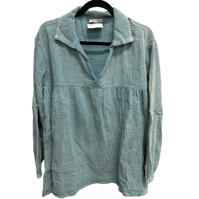 Trendy Layers Top Long Sleeve By White Birch In Blue, Size: S