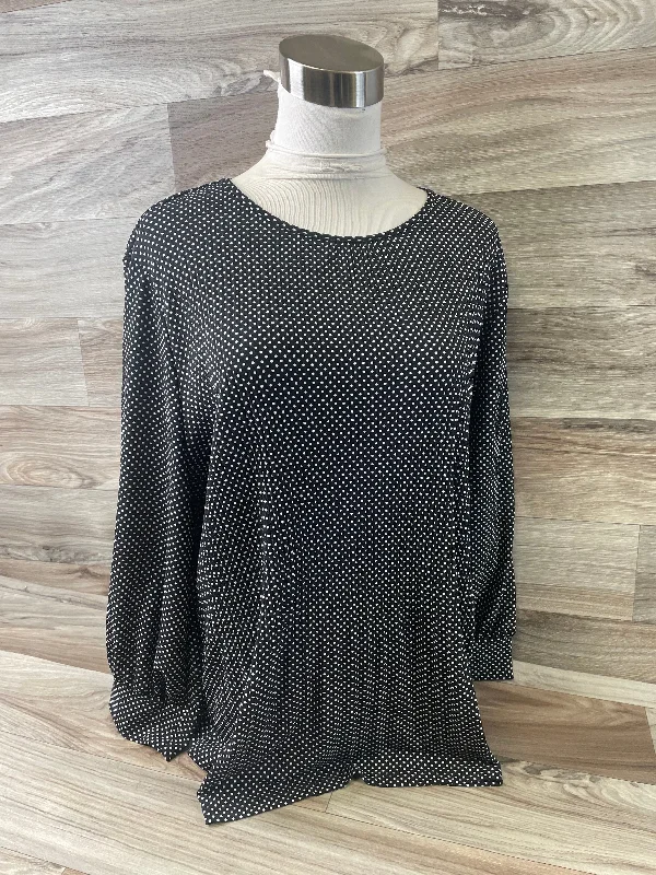 Comfortable Mind Top Long Sleeve By Adrianna Papell In Polkadot Pattern, Size: Xl