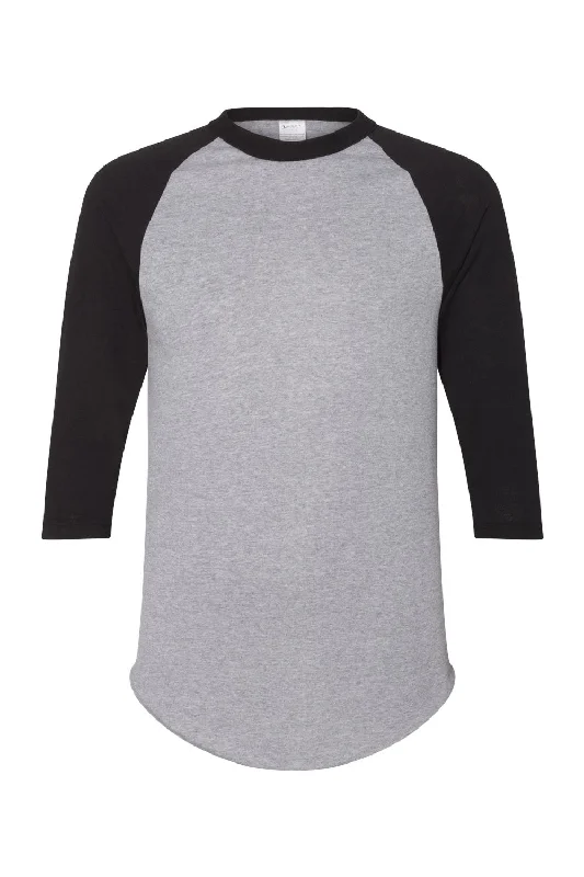 Fashion Style Augusta Sportswear Mens Raglan 3/4 Sleeve Crewneck T-Shirt - Heather Grey/Black