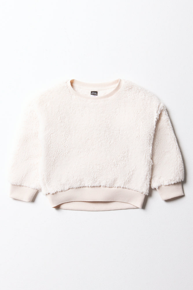 Comfortable Lifestyle Sherpa Crew Neck Tracktop White