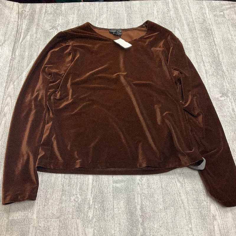 Luxury Customization Top Long Sleeve By Limited In Brown, Size: L