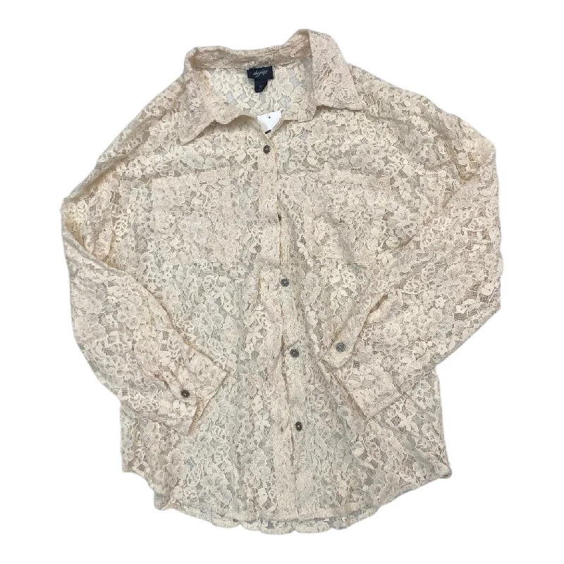 Stretch Design Top Long Sleeve By Daytrip In Cream, Size: M