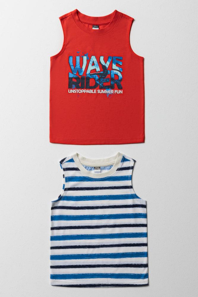 Fresh Comfort 2 Pack Surf Sleeveless Vests Red