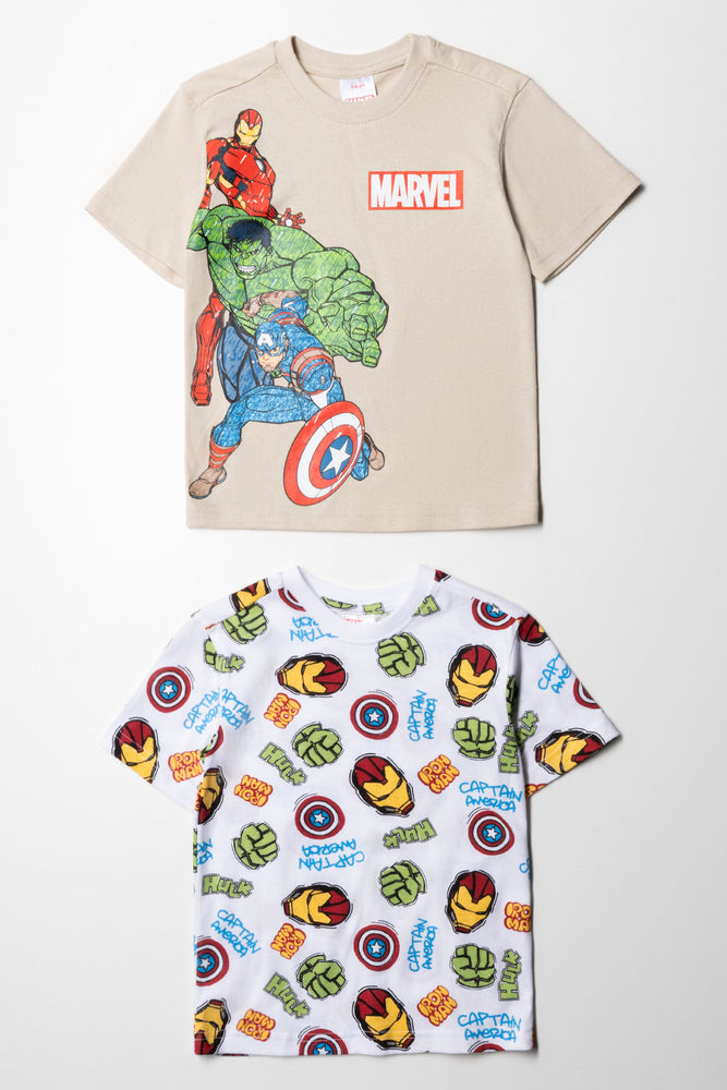 Simple And Comfortable Avengers 2 Pack T-Shirt Natural